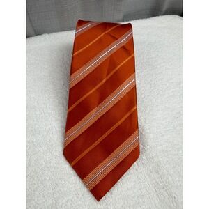 Italo Ferretti Silvi Marina Orange Striped Silk Tie Handmade Italy Mens Necktie
